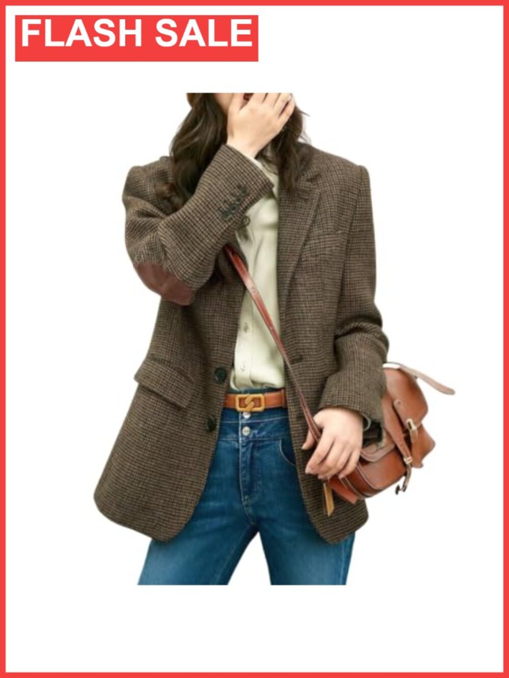 Wool Blend Plaid Blazer Jacket Business Casual Single Breasted Work Coat